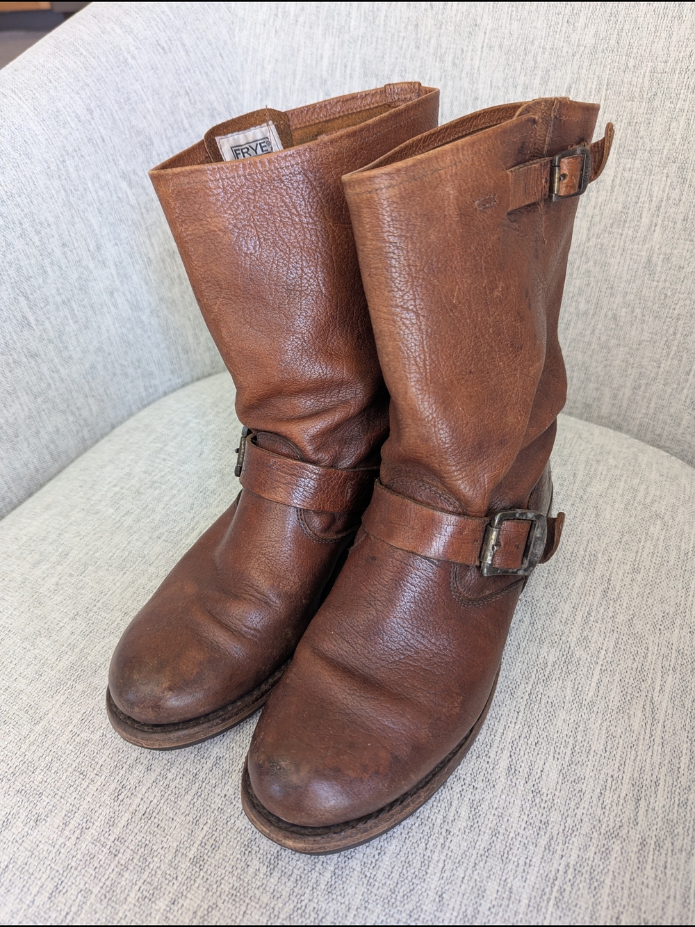 Frye Brown Leather Harness Boots